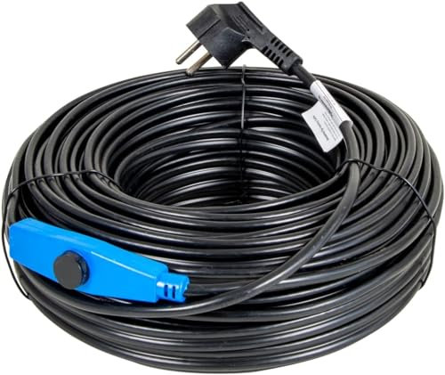 horizont Frostschutz Heizkabel mit Thermostat 36 m, ideal für Wasserleitung oder als Pflanzenheizung, wasserdichte Begleitheizung, Dachrinnenheizung selbstregulierend, Rohrbegleitheizung 230 V