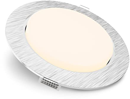 SSC-LUXon RX-3 LED Einbaustrahler rund Alu gebürstet - mit GX53 LED 5W warmweiß 230V - extra flacher Einbau Deckenspot
