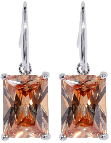 Yazilind Zirkonia CZ Dazzling versilbert Princess Flawless Haken baumeln Ohrringe Champagne