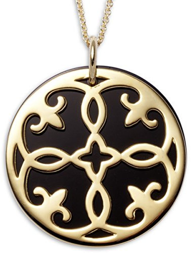 gooix 917-05373 Damen Collier Sterling-Silber 925 gold schwarz Achat 80 cm