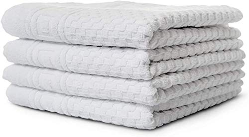 Carenesse 4er Handtücher Set 50 x 100 cm weiß I Premium Hotelqualität 100% Baumwolle Öko-Tex 100 I Handtuch Set mit Waffelmuster & Bordüre I Frottee Handtücher fusselfrei/saugstark/weich
