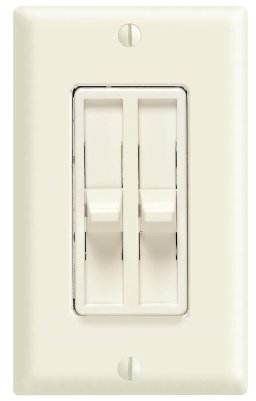 Leviton 6628-A SureSlide 300W Per Circuit Incandescent or 300VA Magnetic Low Voltage Dual Slide-to-Off Dimmer, Single Pole, Almond
