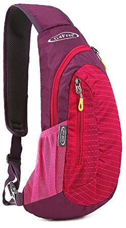 G4Free Leichte Brusttasche Sling Schulter Rucksäcke Nette Umhängetasche Dreieck Pack Rucksack zum Wandern Radfahren Reisen oder Multipurpose Tagepacks Rosa und Lila S