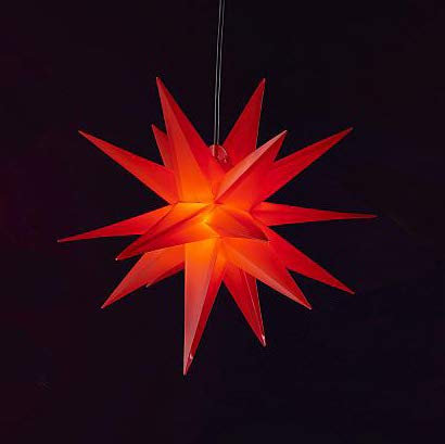 STEINFIGURENWELT GIEBEN WEIHNACHTSSTERN beleuchtet 3D XL 65 cm Faltstern Leuchtstern Außenstern Adventsstern Wetterfest für außen und innen 4m Kabel von Dekowelt (Rot)