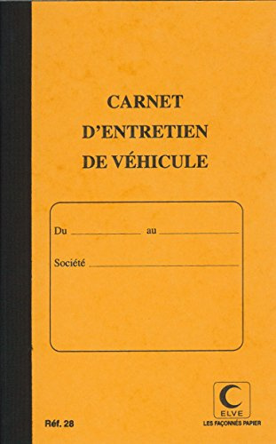 Elve Réf 28 Piqûre 32 pages carnet entretien du véhicule folioté de 1 à 15. Format 21x13cm Couleur Aléatoire