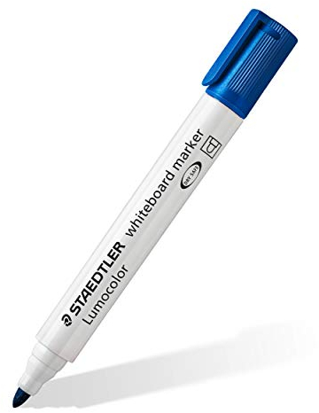 STAEDTLER Whiteboard Marker Lumocolor, blau, trocken und rückstandsfrei abwischbar, Rundspitze ca. 2 mm Linienbreite, hohe Qualität Made in Germany, 10 blaue Marker, 351-3