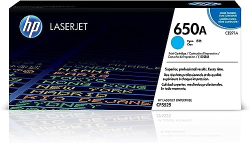 HP CE271A 650A Original LaserJet Toner Cartridge, Cyan, Single Pack
