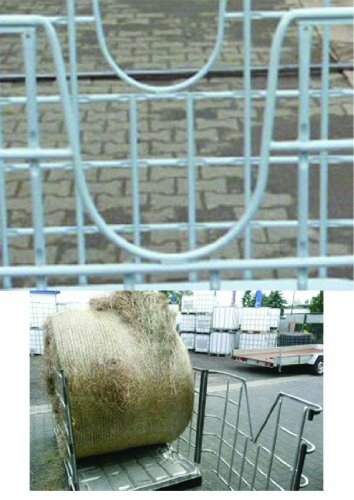 Hofer24 große Heuraufe mit TÜR für RUNDBALLEN - VERBREITERTES Außenmaß 2 Meter x 1,27 Meter - Mit Vier U - Ausschnitten/Rundausschnitten