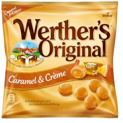Werther's Original Caramel und Crème – 1 x 225g – Klassische Sahnebonbons mit Karamellgeschmack und Karamellcremefüllung