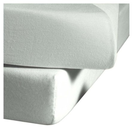 fleuresse Jenny C klassisches Jersey-Spannlaken, 100% Baumwolle, mit praktischem Rundumgummi, Fb. Silber, Größe 120 x 200 cm, auch passend für 110/130 x 200