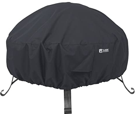 Classic Accessories Abdeckung für Runde Feuerschalen, Haube aus Robustem und Reißfestem Material, Schutzhülle mit Belüftungsöffnungen, Schutz vor allen Wetterbedingungen, Schwarz (Durchmesser 76 cm)