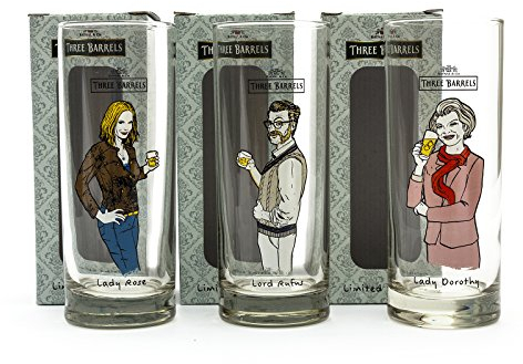 3 Barrels Brandy Glass Set of 3 Glasss Official Branded New Boxed Home Brew Drink New