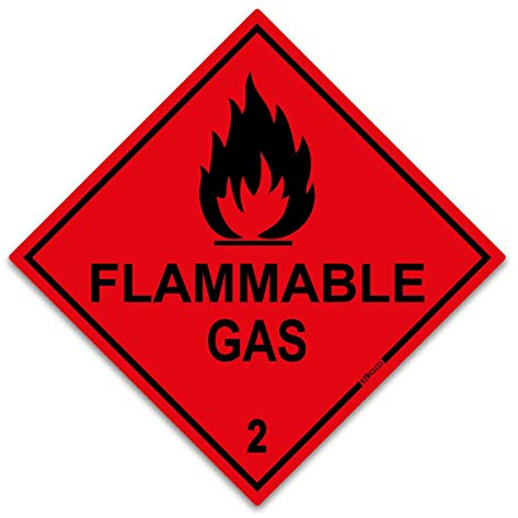 HazChem Flammmable Gas 2 , 100 mm, rot, HSE-vinyl-Sicherheits-Aufkleber für Auto, van