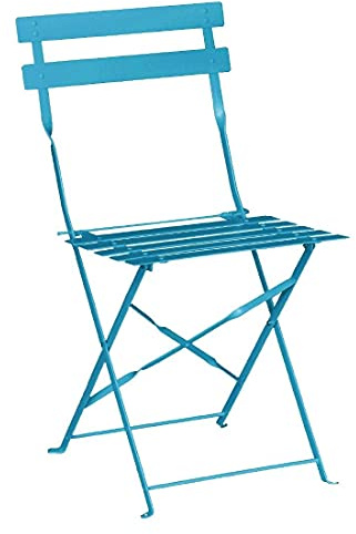 Bolero Perth Pavement Style Steel Folding Chairs (2 Pack), Seaside, 440 mm | Rust-resistant powder coating prevents wear, while a folding design saves storage space; easy-to-clean for fast turnarounds.
