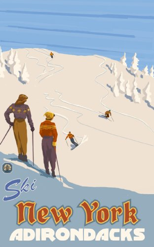 Northwest Art Mall New York Adirondack Mountain Skiers Wall Art by Paul A Lanquist, 11 by 17-Inch