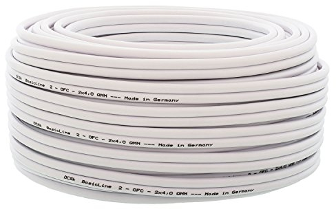 DCSk Cavo per altoparlante 15m (Bianco) 2x4mm² - Cavo in rame OFC per HiFi/Audio - 99,99% cavo in rame con isolamento