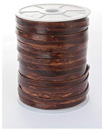 esnado - Lederband, Lederriemen Flach 7 mm x 1,5 mm (10 Meter, Antik Braun)