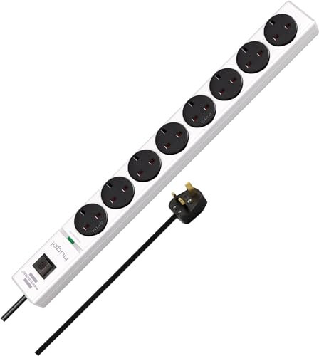 Brennenstuhl hugo! extension socket with surge protection 19.500A 8-way white 3m 05VV-F3G1,25 *GB*
