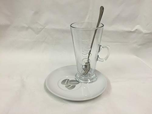 Costa V Style Glass with Saucer and Spoon 450ml Genuine Product