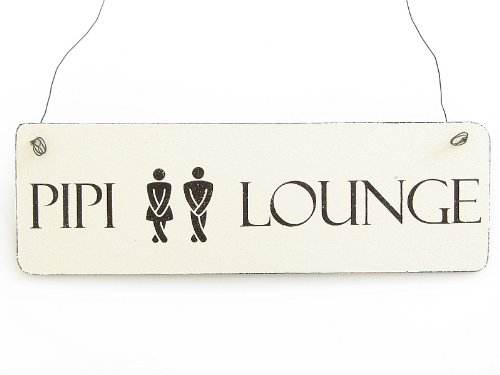 Interluxe Türschild Pipi Lounge weiß Schild für Toilette oder Gäste WC