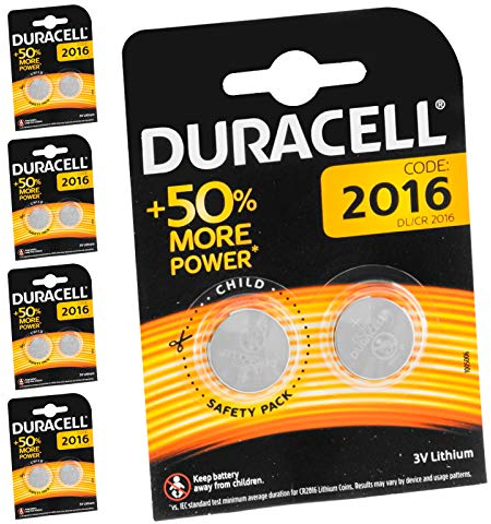 10 x Duracell CR2016 Lithium Button Batteries for Calculators and Watches