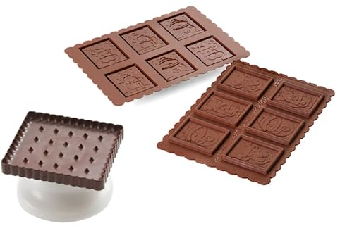 silikomart 199052 Keksausstecher-Set für Schokokekse - Schneemann, 1x Ausstecher, 1x Schokoform