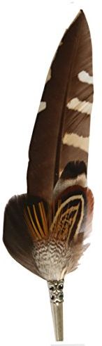 Breiter autentiche Piume per Cappelli Spilla per Cappello Piume d'anatra Fagiano - Fatta a Mano - Accessorio Cappello Tradizionale - Incl. Manicotto - 16 x 3 cm