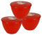 Just Pudding Basins Pack of 3 Red Plastic Pudding Basin and Lid 2 Pint Large Size Food Safe Steaming Bowls With Lid 1.14lt