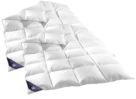 2 STÜCK (Set)-155x200cm Füllung 1400 Gr. Daunen-Federn Daunendecke Bettdecke Zudecke Kassetten Steppbett Steppdecke Down Douvet Kissen ÖKO Tex 100%
