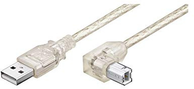 Wentronic USB Kabel (A-Stecker auf B-Winkelstecker) transparent 1m