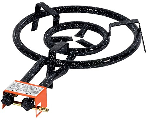 Garcima 20450 Hornillo paellero 450/2 Fuegos, Metal, Negro, 45x70x11.5 cm