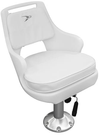 Wise Sportartikel – Bootfahren Standard-Pilotenstuhl mit höhenverstellbarem Sockel und Sitzrutsche Offshore Bootssitz, Weiss/opulenter Garten
