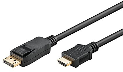 Goobay 51959 DisplayPort auf HDMI Verbindungskabel, DisplayPort-Stecker > HDMI-Stecker (Typ A), 2160p, 4k, UHD,vergoldet, schwarz, 5m