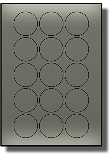 Label Planet® 15 Per Page/Sheet, 5 Sheets (75 Round Metallic Silver Sticky Labels), Permanent Matt Circle Plain Coloured A4 Circular for All Purposes, Laser Printers Only LP15/51R LS, 51MM ⌀ Circles