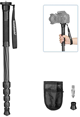 Koolehaoda Monopiede in Fibra di Carbonio, 5 sezioni delle gambe, altezza di estensione 51-166cm, capacità di carico 7 kg