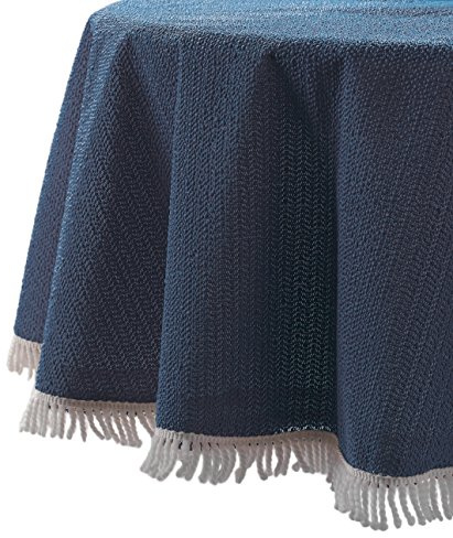BEAUTEX Gartentischdecke wetterfest eckig 130x160 Blau Tischdecke Fransen