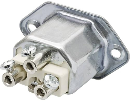 Kalthoff 444055 Warmgeräte-Steckverbinder 444 Chassisstecker, Einbau Gesamtpolzahl: 2 + PE 16 A Metall 1 St.