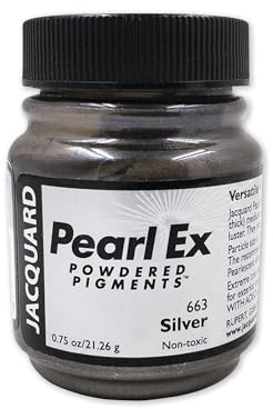 Jacquard Pearl Ex Pigment Powder 0.75 oz Silver - Loose Mica Powder for Epoxy Resin, Watercolors, Calligraphy Ink & Clay - Epoxy Pigment Powder - Epoxy Resin Color