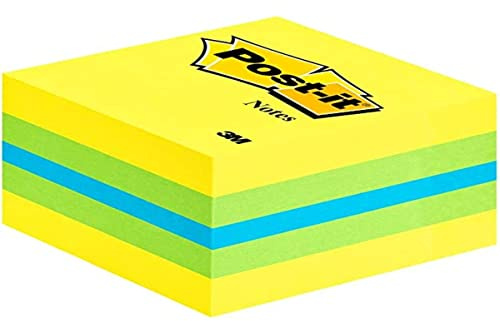 3M Post-it 34561 Mini Cube of Repositionable Stickers, 51 x 51 mm, Multicolor (Green/Yellow/Blue)