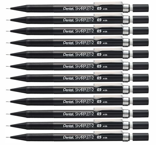 Pentel Sharplet-2 A125 Druckbleistift, 0.5 mm, Härtegrad HB, schwarz (12 Stück)