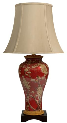 Red Lantern 30 Glazed Sakura Blossom Vase Lamp