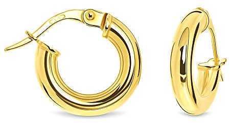 MIORE Schmuck, Ohrringe Gold 375 9 Kt Gelbgold, goldene Creolen Damen, runde Hoops Ohrringe Damen, Ohrschmuck