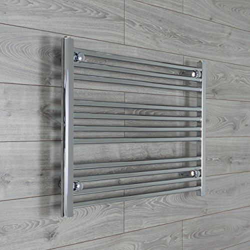 companyblue 800mm wide x 600mm high Heated Towel Rail Straight Flat Chrome Bathroom Warmer Radiator Rack Central Heating