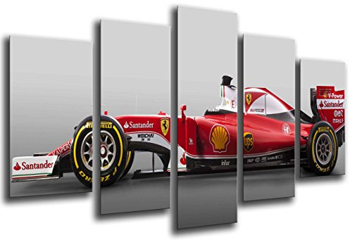 Cuadros Camara Wandbild - Bild Auto Formula 1, Ferrari F1, Sebastian Vettel, 165 x 62 cm, Holzdruck - XXL Format - Kunstdruck, 26553