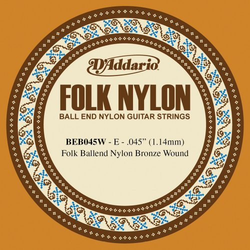 D'Addario BEB045W Einzelsaite Classical/Folk Guitar 80/20 Bronze 045W Ball End