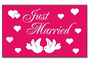 Just Married Hochzeit pink Fahne Flagge Grösse 1,50x0,90m - FRIP –Versand®