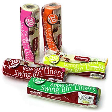 Kingfisher Scented Value Tie Handle Swing Bin Liners, Black, 50 Litre, 20-Piece