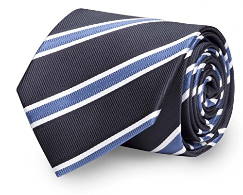 Fabio Farini - Edle Krawatte, 8 cm in verschiedenen Farben Hochzeit Buisness Anzugskrawatten, Schwarz Blau Gestreift, one size