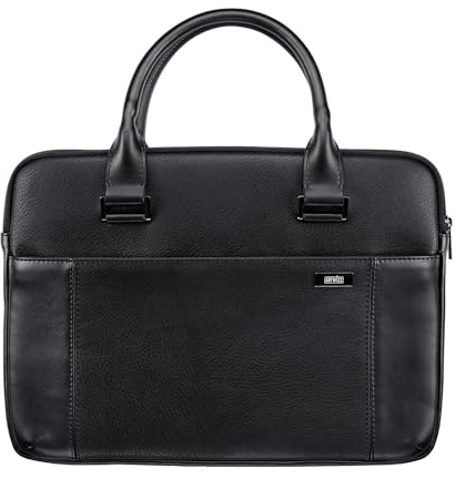 Artwizz Leather Bag kompatibel mit MacBook Air 15 & MacBook Pro 15-16 (2019, nicht 2021) – Leder Notebooktasche mit Zubehörfach, Schwarz