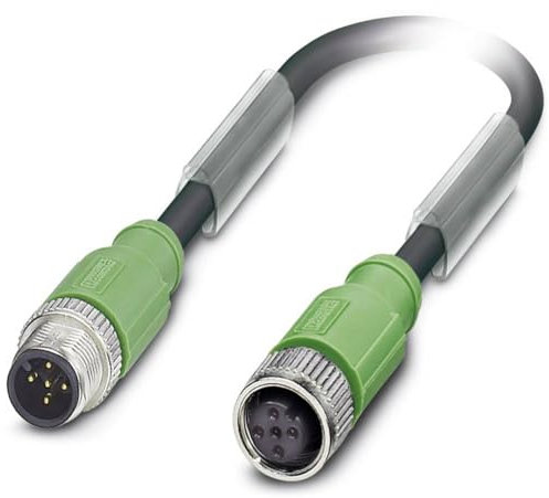 PHOENIX CONTACT SAC-5P-M12MS/3.0-PUR/M12FS SH Sensor/Aktor-Kabel, 3m Kabellänge, M12 Stecker Gerade, 5 Polig, Schwarzgrau